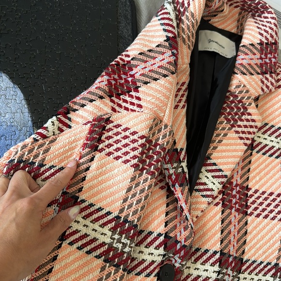 Stradivarius Plaid Checked Tweed Style Coat - Picture 10 of 10